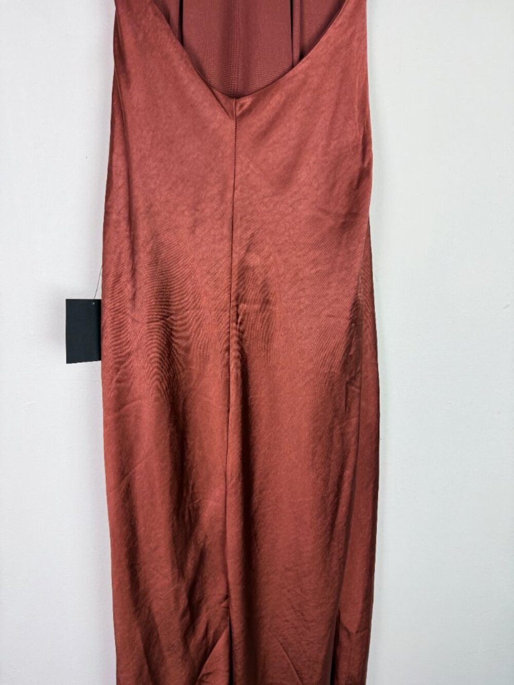 NWT Lulus Love in Your Life Rust Brown Satin Halter Maxi Dress Size XS NEW - Picture 9 of 14